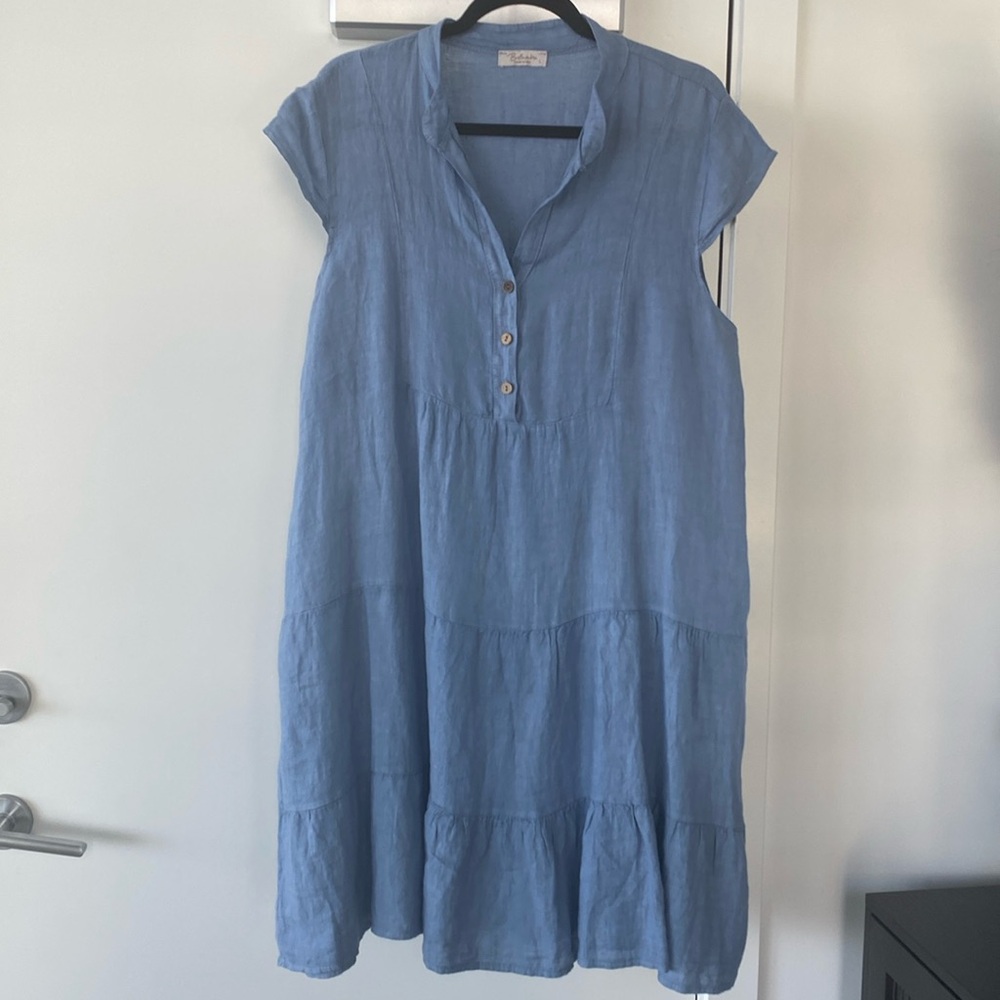 Linen tiered dress.